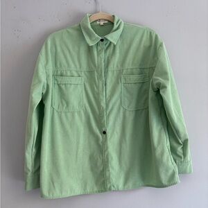 Season Mint Green Corduroy Shirt Jacket Women’s Small Button Front Overshirt
